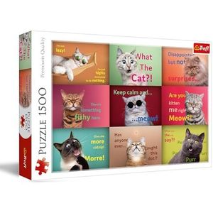 Trefl - Grappige kattenportretten - Puzzel 1500 stukjes - DIY puzzel met grappige katten, Creatieve ontspanning, Plezier, Klassieke puzzel voor volwassenen en kinderen vanaf 12 jaar