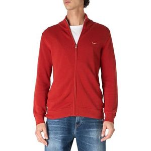 GANT Casual gebreide jas van katoen met ritssluiting voor heren, rood ijzer, S