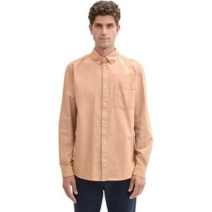 TOM TAILOR heren overhemd, 36650 - Peanut Brown Oxford Design, XXL