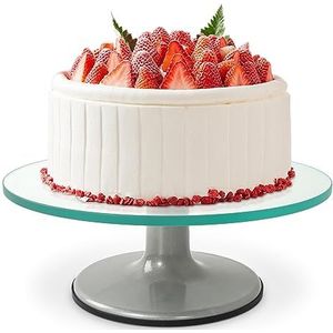 Cake Draaitafel, Uten 30,5 cm roterende glazen taartdraaitafel, roterende taartstandaard met antislip rubberen bodem mooie bakgereedschap, apparatuur voor het maken van taarten