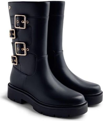 Gioseppo - Petoskey - Bikerlaarzen - Leren - Zwart - Met Gouden Gespen