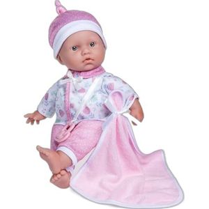 JC TOYS La babypop 28 cm heeft een zacht en wasbaar lichaam, deken en fopspeen, bloemenroze, ontworpen in Spanje, vanaf 12 maanden