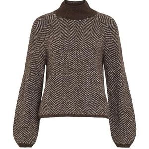 Vilory High Neck L/S Knit Top - NOOS, Coffee Bean/patroon: eggnog melange, L