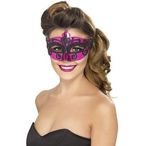 Smiffys Venetiaanse Eyemask - Roze/Zwart