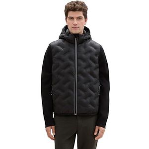 TOM TAILOR Heren 1041313 Hybride vest met capuchon (1 stuk), 29999 - Black, XXL