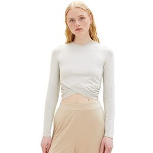 TOM TAILOR Denim Dames wikkelshirt met lange mouwen, 32253-basic lichtgrijs, XXL