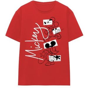 mandarin creative ltd Mickey Mouse geometrische vormen dames T-shirt, rood, X-Large, Rood, XL