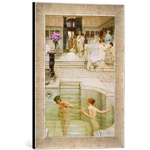 Ingelijste afbeelding van Sir Lawrence Alma-Tadema A Favourite Custom, kunstdruk in hoge kwaliteit handgemaakte fotolijst, 30x40 cm, zilver Raya
