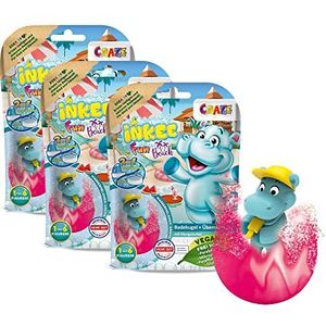 Craze INKEE Fun Beach Badbruisballen voor kinderen, met verrassing, 3 stuks, multipack badbommen voor kinderen, met hippo-figuren, watermeloengeur, met mango boter