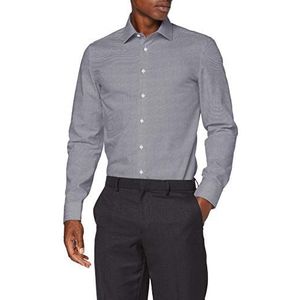 Seidensticker Zakelijk overhemd voor heren, strijkvrij, smal overhemd, slim fit, lange mouwen, Kent kraag, 100% katoen, donkerblauw, 44