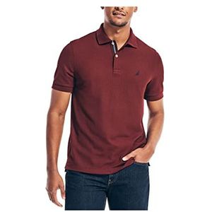 Nautica Heren klassiek effen poloshirt met korte mouwen, Royal Bourgondië, S