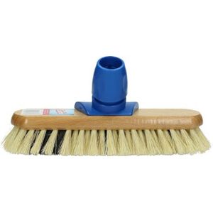 Sorbo Schrubber – 22 cm – robuuste reinigingsborstel met harde vezelborstelharen – houten behuizing – voor binnen en buiten – ideaal voor het schrobben van vloeren, terrassen en tegels – diameter 24