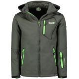 Geographical Norway Tanada Softshelljas met capuchon voor heren, waterdicht, outdoorjas, winddicht, tactisch, duurzaam, wandelen, skiën, herfst, winter, lente (donkergrijs, S), Donkergrijs, S