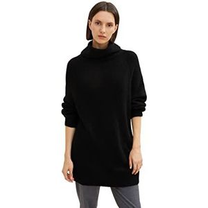 TOM TAILOR Dames Oversized gebreide trui met rolkraag 1034076, 14482 - Deep Black, XS