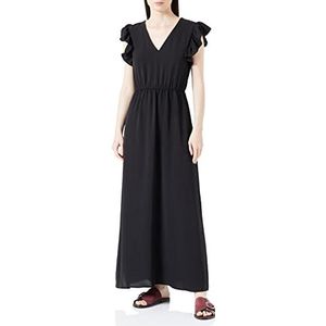 ONLY Dames Onlmette S/L Frill Dress WVN Cs maxi-jurk, zwart, M