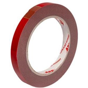 AUTO-PLAST PRODUKT APP acryl tape, dubbelzijdig plakband, extra sterk, dubbelzijdig waterdicht montageband, rood, 5 m lang, 12 mm breed