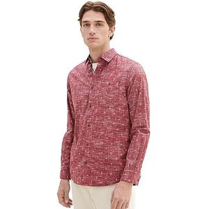 TOM TAILOR Poplin overhemd voor heren, regular fit, met stippenpatroon, 32321-red Diamond Design, M