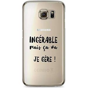 Zokko Beschermhoes voor Galaxy S6, inklapbaar, maar Ca Va Je Gère – zacht, transparant, zwarte inkt