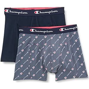 Champion Korte boxershorts voor heren, Tinnen grijs/marineblauw, S