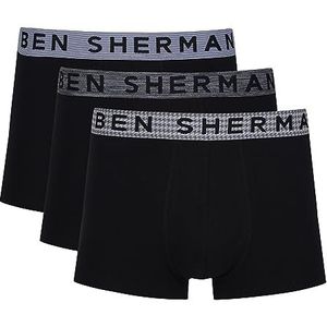 Ben Sherman Boxershorts voor heren in zwart | Soft Touch Cotton Rich Trunks met elastische tailleband slip, Zwart, S