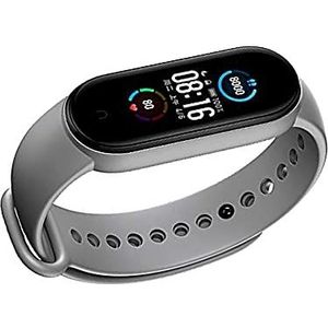 Reservebandjes compatibel met Xiaomi Mi Band 5 bandzachte siliconen armbanden, sport verstelbare polsband voor dames en heren, grijs