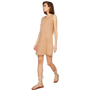 Trendyol Camel Basic mouwloze casual jurk voor dames, maat 34