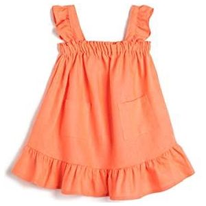 Koton Babygirls Linnen Strappy Ruffle and Pocket Detail Jurk, roze (261), 18-24 maanden