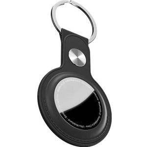 KeyBudz AirTag sleutelhanger van leer, Apple AirTags hanger, beschermhoes met sleutelring, sleutelring, zwart