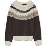 Vero Moda - VMSIMONE LS NORDIC PULLOVER GA REP BOO - Gebreide Trui - Chocolate Torte