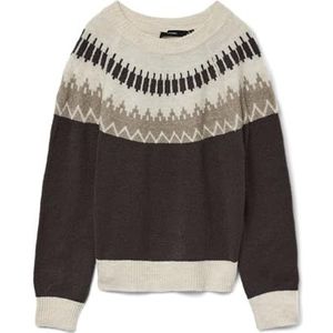 Vero Moda - VMSIMONE LS NORDIC PULLOVER GA REP BOO - Gebreide Trui - Chocolate Torte