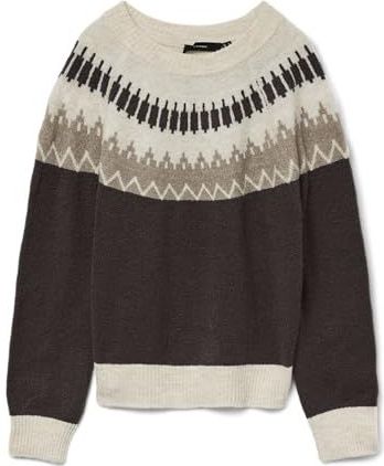 Vero Moda - VMSIMONE LS NORDIC PULLOVER GA REP BOO - Gebreide Trui - Chocolate Torte