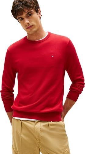 Tommy Hilfiger Heren Essential SSNL katoen ronde hals MW0MW39999 pullover trui, rood, XS, Rood (Medium Rood), XS