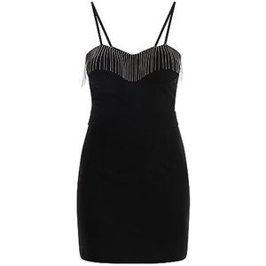 nelice Dames mini-jurk met parelkettingen 19227022-NE01, zwart, M, zwart, M