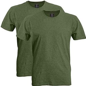 Gildan Softstyle G64000 T-shirt voor heren, katoen, 2 stuks, medium, groen (Heather Military Green), M