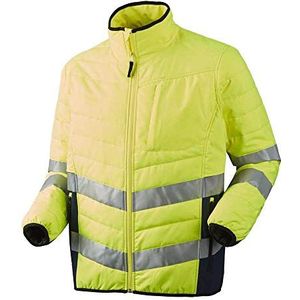 J.A.K. 111424701 Serie 11142 100% polyester met TPU-membraan gewatteerde jas, EN 20471, klasse 3, geel/marine, S maat