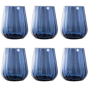 Livellara Milano Tumbler 400 ml glas, set van 2, kleurrijke en bijzondere waterglazen, kleur blauw, collectie: Renaissance