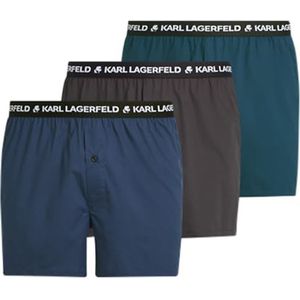 KARL LAGERFELD B.V Logo Woven Boxer Shorts (3 stuks), Midnight Twilight Grey, XS, midnight twilight grey, XS