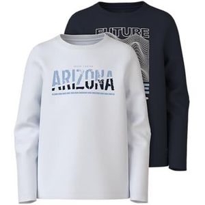 NAME IT Jongensshirt met lange mouwen, verpakking van 2 stuks, wit (bright white), 122-128