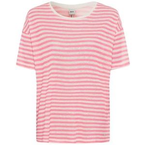 Style Candice gestreept linnen shirt met korte mouwen, 80 dragonfruit, 36