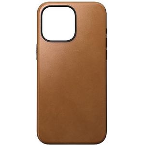 NOMAD Modern Leather Case | voor iPhone 15 Pro Max | Beschermhoes van polycarbonaat en hoogwaardig echt leer | MagSafe-compatibel | English Tan