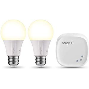 Sengled Element Classic Smart Led Lamp E27 Starter Set, twee lampen incl. Hub, dimbaar, warm wit licht, lamp 60 W, uitbreiding, bestuurbaar via app, compatibel met Amazon Alexa, lamp