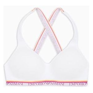 EMPORIO ARMANI Vrouw Logo Band Gewatteerde Driehoek BH Wit M, Wit, M