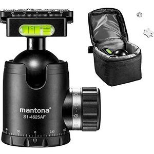 mantona Fortress kogelkop met 46 mm kogel I 360° panorama-functie & 3 waterpas I met Arca Swiss compatibele snelwisselplaat I hoge belasting tot max. 25kg I praktische frictiewegcontrole