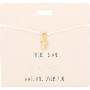 Depesche 11837-007 - Armband in wit ""There is an angle watching over you."" met gouden bedel en sierparel, variabele lengte, ideaal als geschenkidee