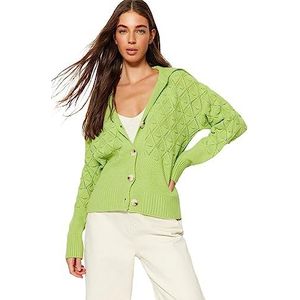 Trendyol FeMan Oversize Basic Polo Neck Knitwear Cardigan, Pinda Groen, S, Pinda Groen, S
