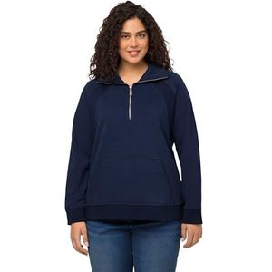 Ulla Popken Sweatshirt met ritssluiting voor dames, nachtblauw, 46-48