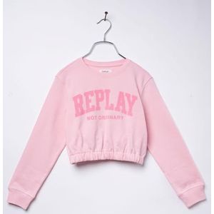 Replay Sweatshirt voor meisjes, kort gesneden, 066 Bubble Pink, 12 Jaren
