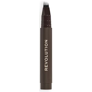 Revolution Instant Brow Hair Pen, Precisie Applicator voor Haartjes-effect, Langhoudende Wenkbrauwpen, Donkerbruin, Vegan & Dierproefvrij, 1,8 ml