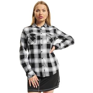 Brandit Amy Flanellen Checkshirt Girl-overhemd, zwart/wit, 5XL