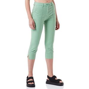 Moschino Capri voor dames, stretch katoenen linnen, casual broek, groen, 38